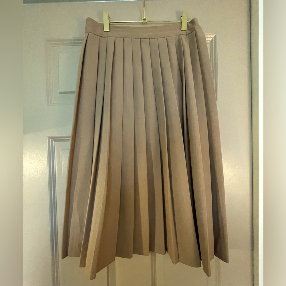 RLM Tan pleated tea length skirt 12